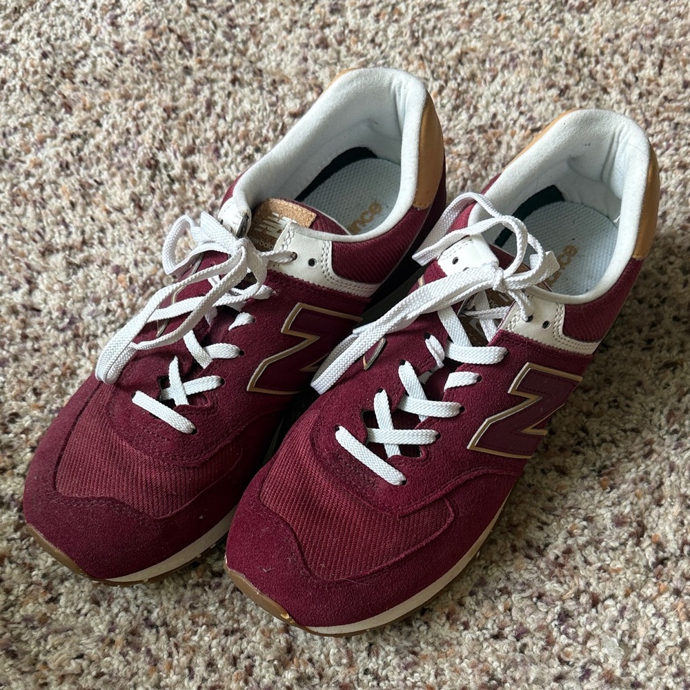 New Balance Maroon and White Sneakers